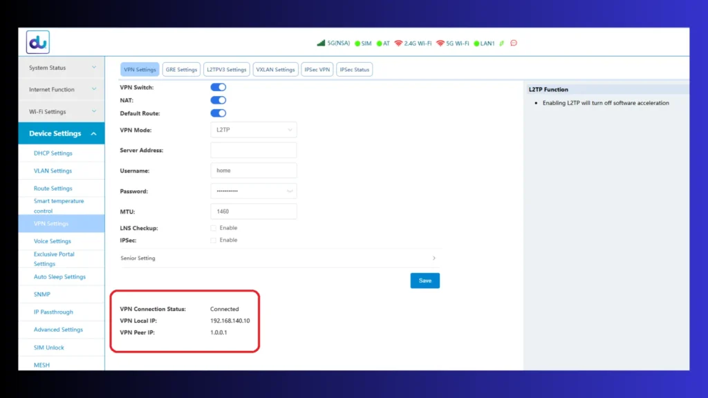 فیلترشکن 1 ماهه L2TP روی مودم lte x28