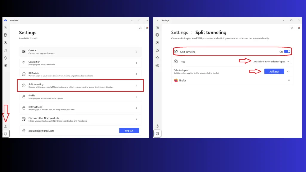 nordvpn-split-tunneling-settings