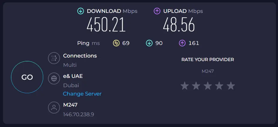 تست سرعت اینترنت همراه اول با فیلترشکن Nordvpn- پروتکل اختصاصی